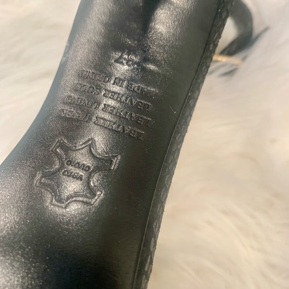 NICHOLAS Black Snakeskin Strappy Stiletto Sandals - Picture 11 of 12